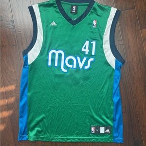 Vintage Adidas Dallas Mavericks Dirk Nowitzki #41 Men's Large L Jersey Green